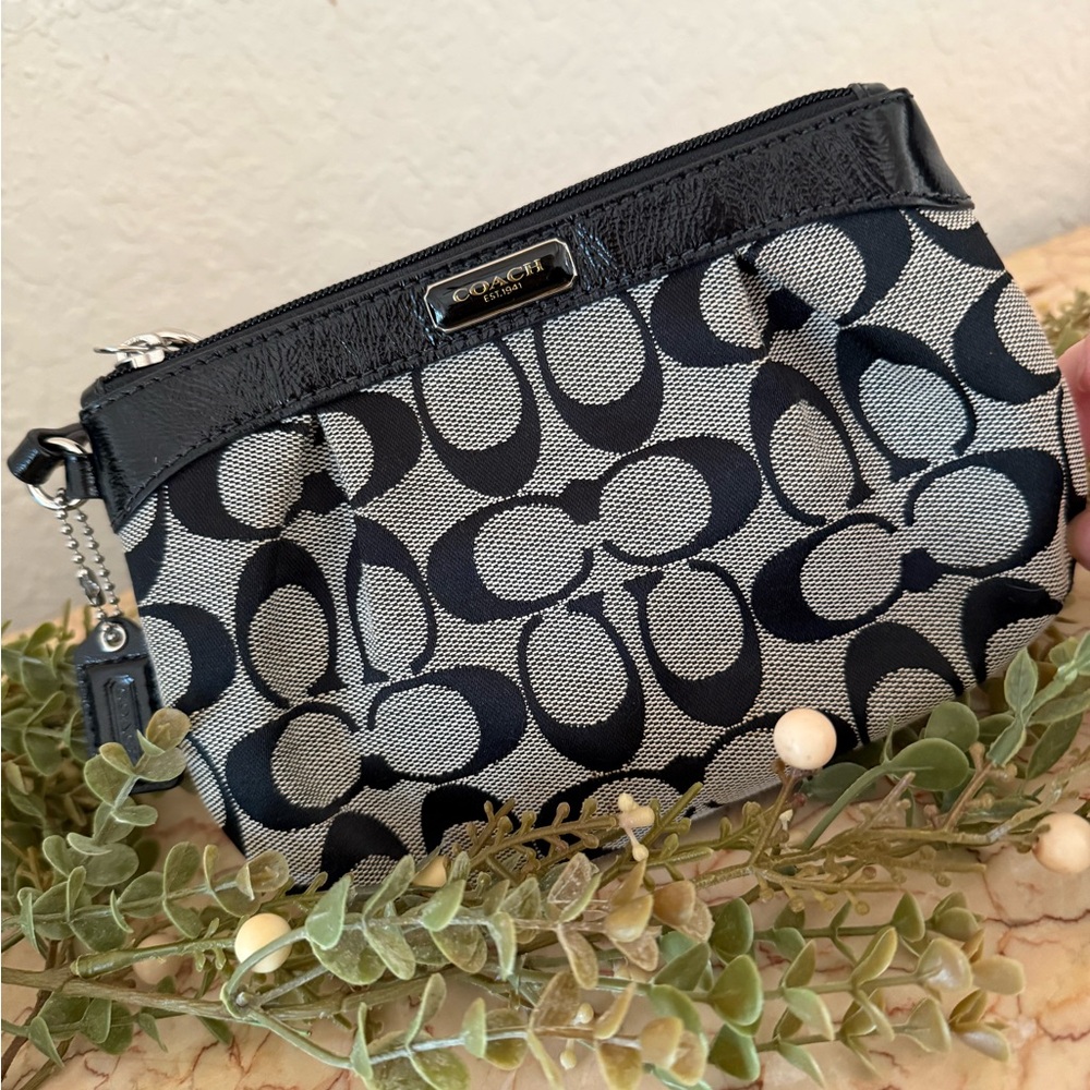 Coach Black and Gray Signature Wristlet